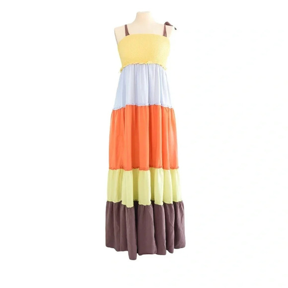 Davi & Dani || Color Block Sherbet Colors Maxi Dress Small - Picture 4 of 6
